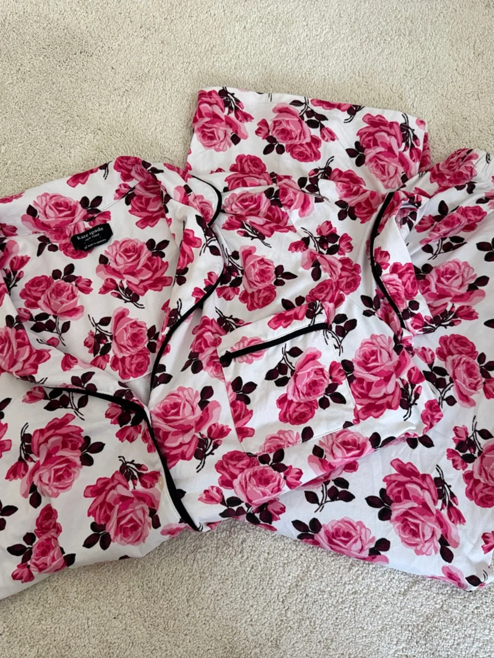 Kate Spade Floral Pink Rose Print Women’s Pajama Set